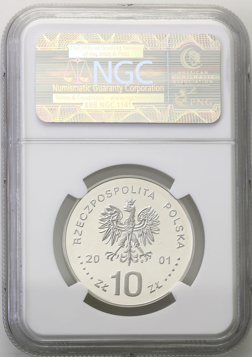 III RP. 10 złotych 2001 Jan III Sobieski popiersie NGC PF69 ULTRA CAMEO (2 MAX)